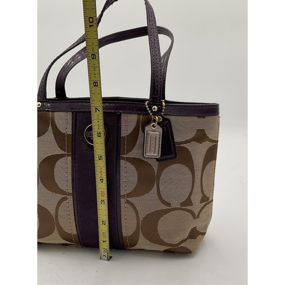 Y2K Coach Signature Stripe Brass/Khaki/Purple Bag Very Clean Condition - Picture 3 of 10